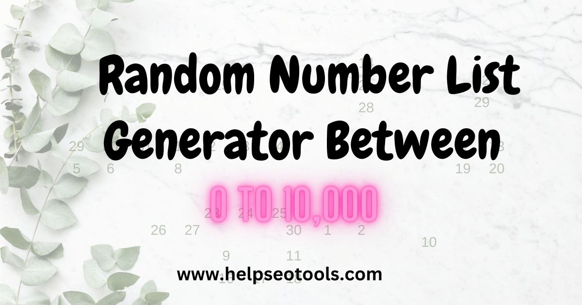 Random Number List Generator Between 1 And 10000 No Repeats 